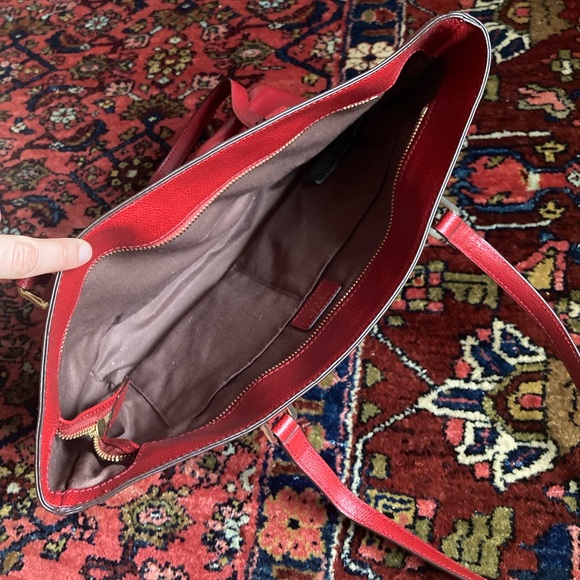 Lauren Ralph Lauren Red Leather Shoulder Bag - Picture 7 of 9